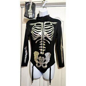 Morph Sexy Skeleton Bodysuit Costume Thigh High Stockings Halloween Women's SM